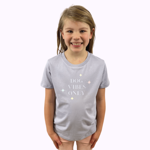 Dog Vibes Only Lavender Cotton Tee for Kids - Image 2