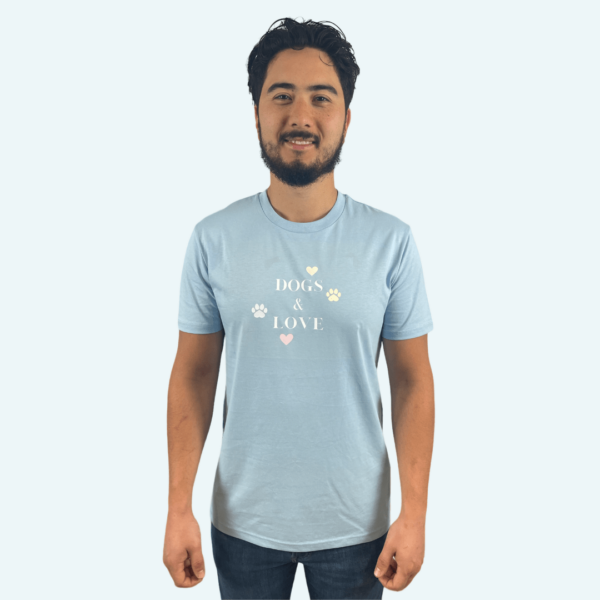 Dogs and Love Sky Blue Cotton Tee for Adults - Image 2