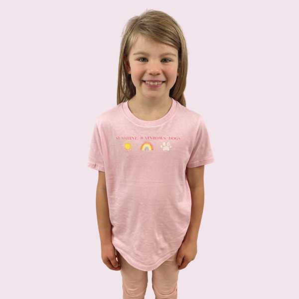 Sunshine Rainbows Dogs Pink Cotton Tee For Kids - Image 2