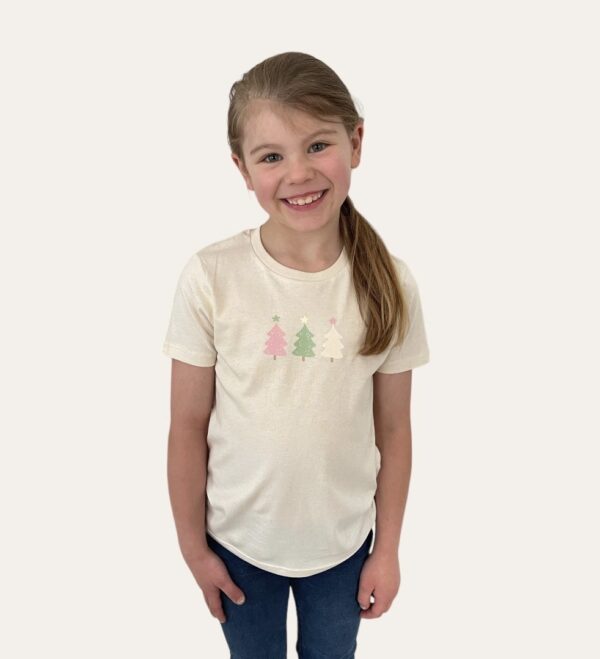 Holly Jolly Dog Vibes Natural Cotton Tee For Kids - Image 2