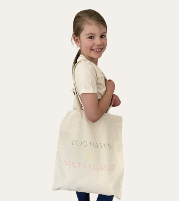 Dog Paws Santa Clause Natural Cotton Tote Bag - Image 2