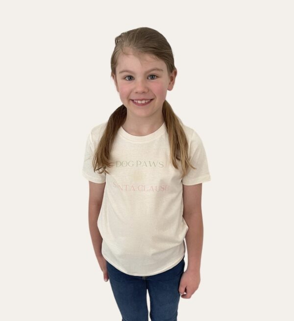 Dog Paws Santa Clause Natural Cotton Tee For Kids - Image 3