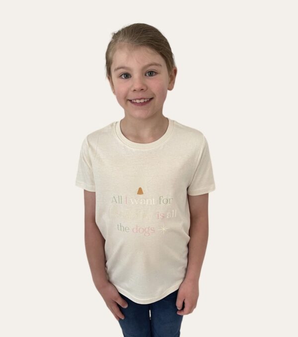 All I Want For Christmas Is All The Dogs Natural Cotton Tee For Kids - Image 3