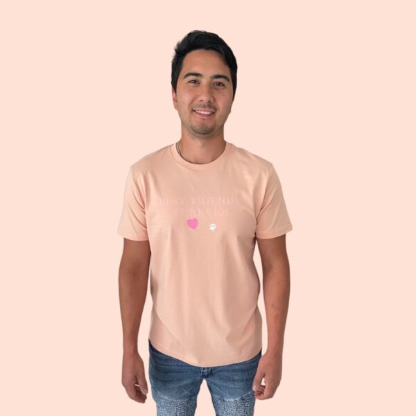 Best Friends Furever Peach Cotton Tee For Adults - Image 2