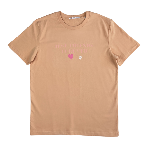 Best Friends Furever Peach Cotton Tee For Kids