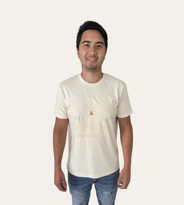 All I Want For Christmas Is All The Dogs Natural Cotton Tee For Adults - Image 2