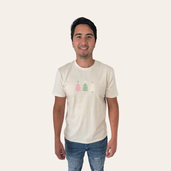 Holly Jolly Dog Vibes Natural Cotton Tee For Adults - Image 2