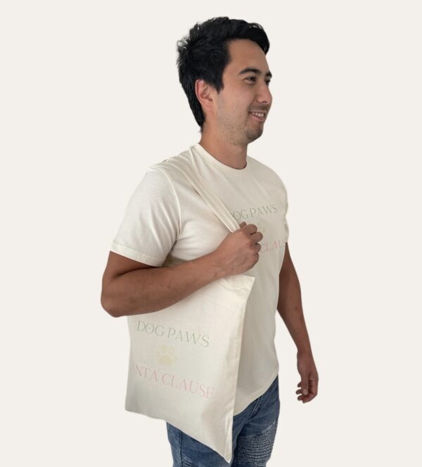 Dog Paws Santa Clause Natural Cotton Tote Bag - Image 3
