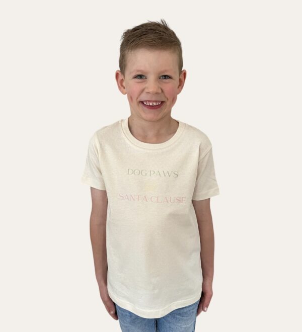Dog Paws Santa Clause Natural Cotton Tee For Kids - Image 2