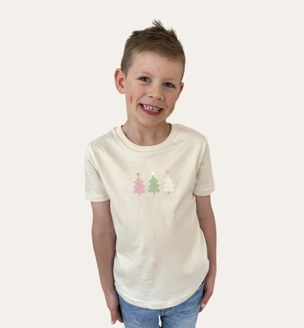 Holly Jolly Dog Vibes Natural Cotton Tee For Kids - Image 3