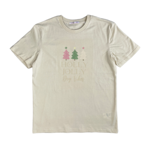 Holly Jolly Dog Vibes Natural Cotton Tee For Adults