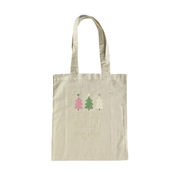 Holly Jolly Dog Vibes Natural Cotton Tote Bag